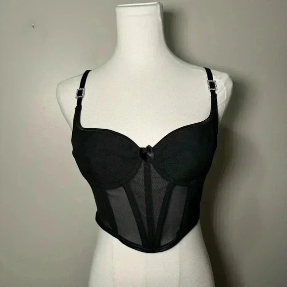 Black rhinestone details bustier S - Picture 3 of 5